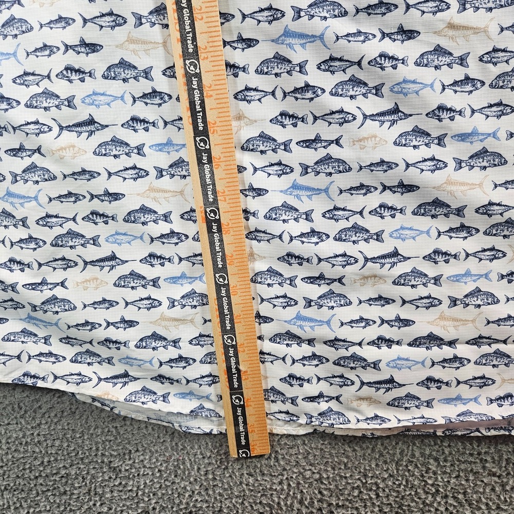 NEW Roundtree & Yorke Performance Shirt Men 3XT Short Sleeve Fishes Print White - Picture 9 of 10
